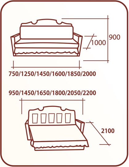 Прямой диван Аккордеон Бук 120 Радуга в Шадринске - изображение 1